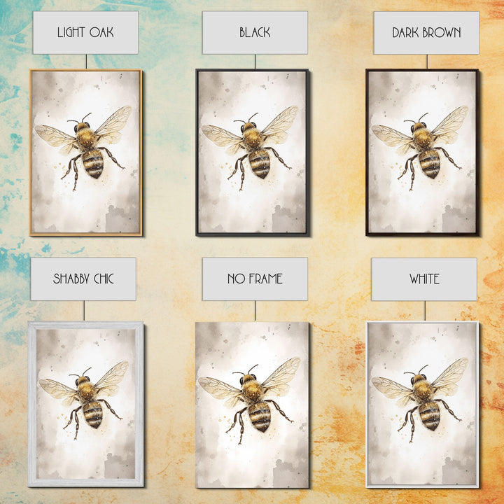 Honey Bee Wall Art, Insect Wall Decor, Nature Art, Bee Painting, Minimalist Wall Art, Wall Decor, Canvas Print, Wall Art, Framed Canvas Art