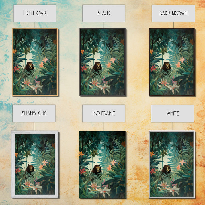 Tropical Botanical Wall Art, Framed Canvas Print or Poster Art, Maximalist Art, Jungle Print, Africa Art, Emerald Green Living Room Decor