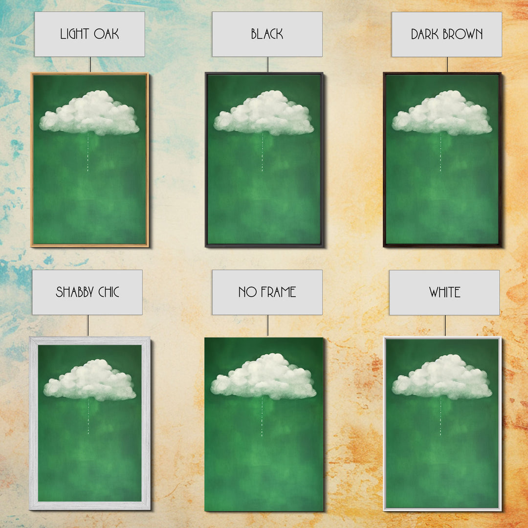 Dark Green Rain Cloud Wall Art, Framed Canvas Or Poster Print, Abstract Art Print, Minimalist Wall Decor, Maximalist Decor, Emerald Green