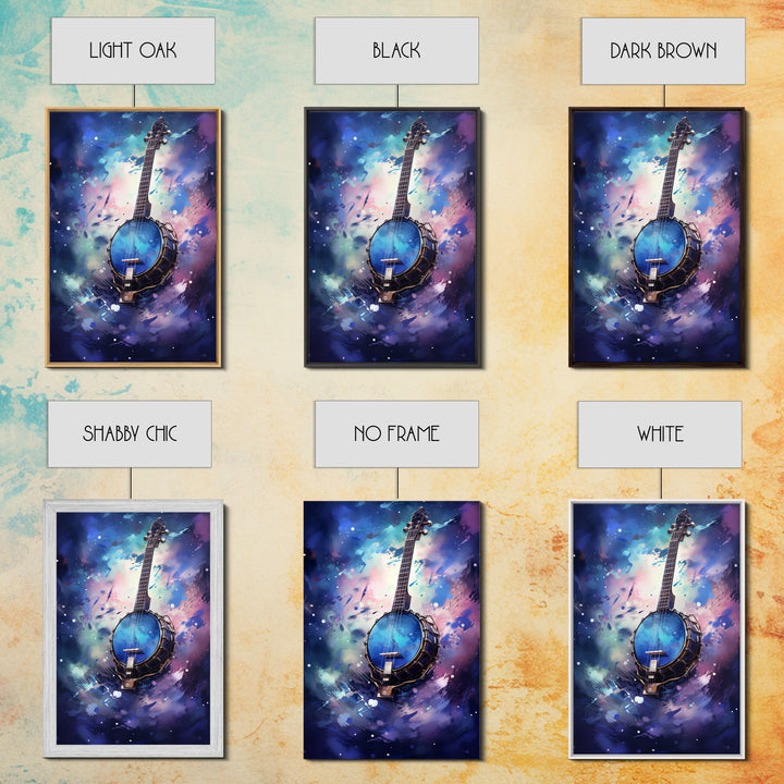 Galaxy Banjo Gift, Banjo Wall Art Canvas Print, Country Music Art, Guitar Art, Banjo Poster Print, Banjo Gifts, Musical Art