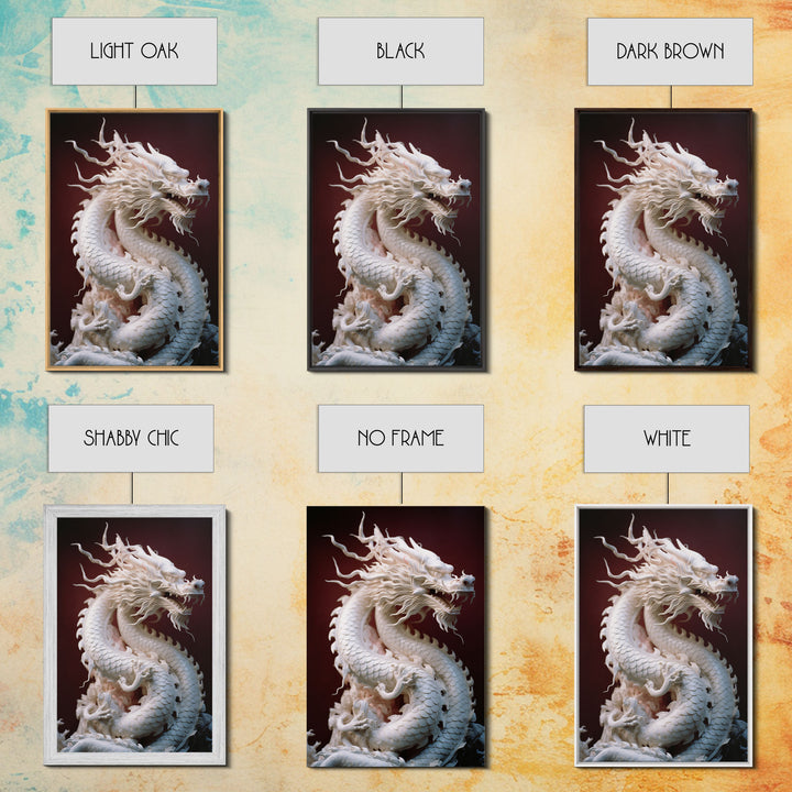 Dragon Art, Sculpture Wall Art, Asian Decor, Canvas Print, Wall Art, Vertical Print, Gift For Couples, Dorm Room Art, Living Room Prints