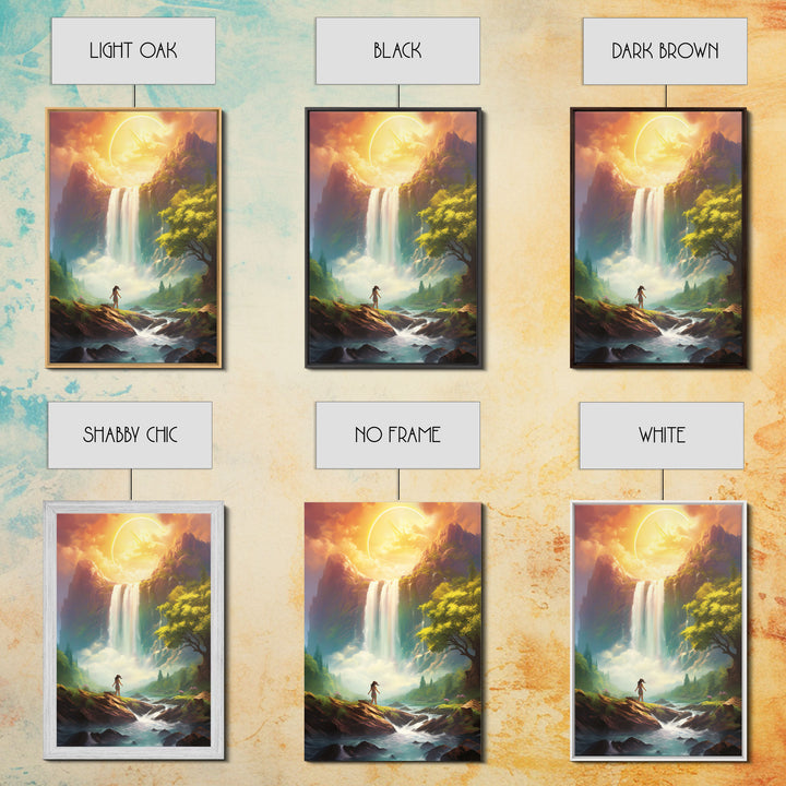 Surreal Art Prin, River Art, Waterfalls Wall Art, Landscape Print, Canvas Print, Wall Art, Vertical Art, Moving Gift, Game Room Decor