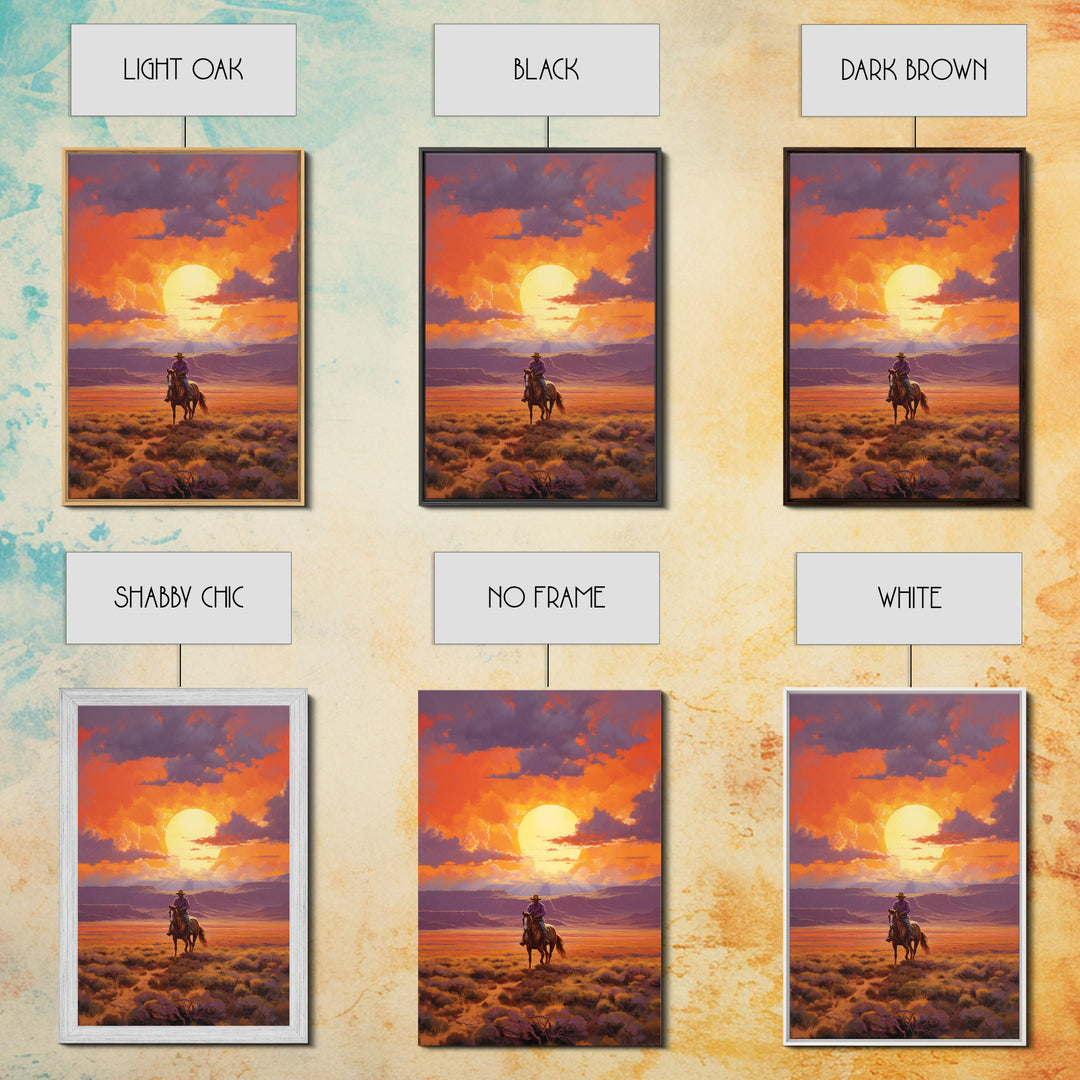 Cowboy Wall Art, Western Decor, Sunset Wall Art, Desert Art, Canvas Print, Wall Art, Vertical Art, Boys Bedroom Decor, Ranch Wall Art