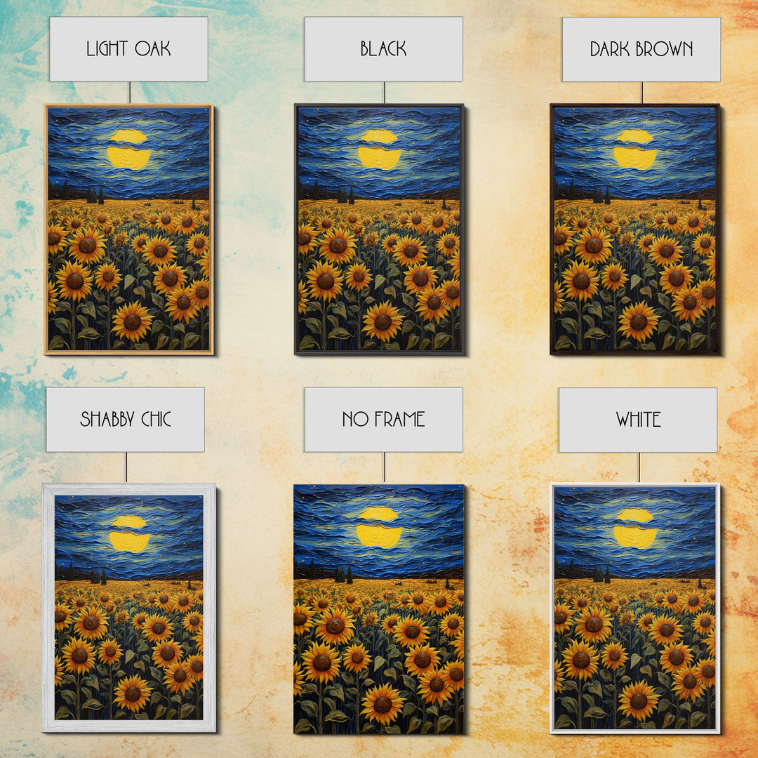 Sunflowers Wall Art, Wildflower Meadow, Starry Night, Canvas Print, Wall Art, Vertical Art, Above Couch Wall Art, Retirement Gifts, RV Decor