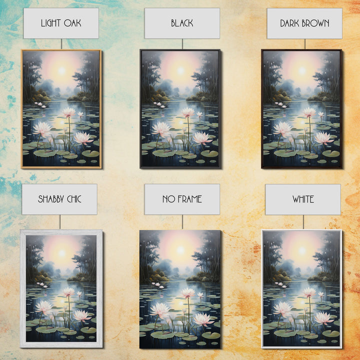 Lake Wall Art, Lotus Wall Print, Sunset Print, Canvas Print, Wall Art, Vertical Art, Birthday Gift, Country Home Art, Bedroom Teen Girl Art