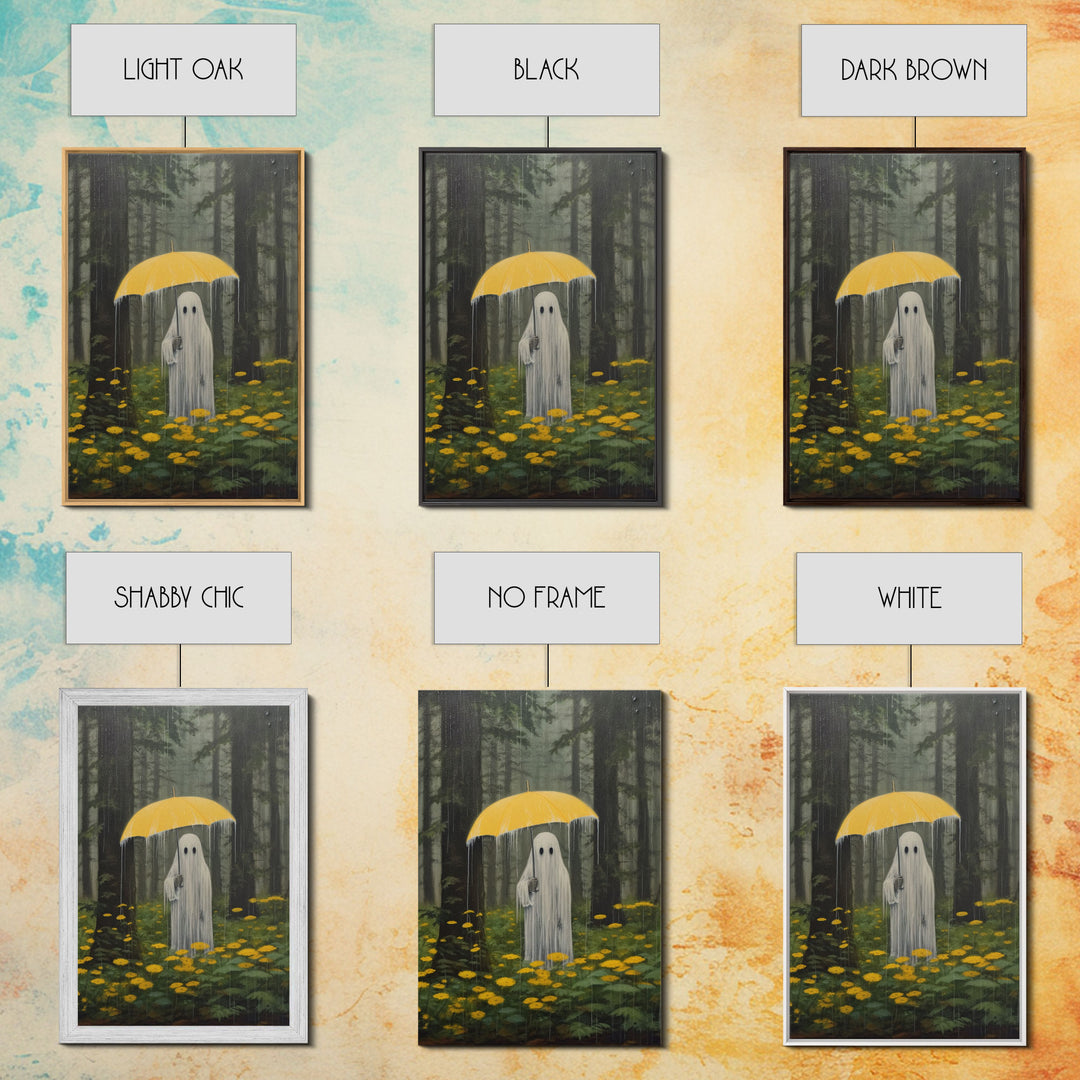 Ghost In The Rain, Vintage Canvas, Art Canvas Print, Dark Academia, Haunting Ghost, Halloween Decor, Dark Macabre Vintage Halloween Art