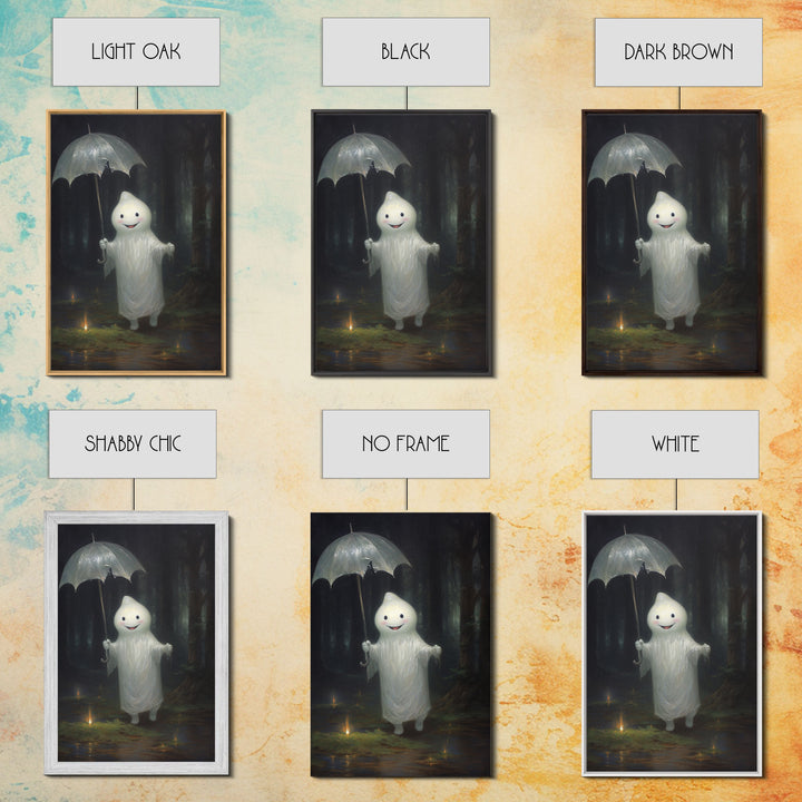 The Playground Ghost, Funny Halloween, Vintage Halloween Canvas, Framed Canvas Print, Cute Wall Art, Ghost On A Swing, Macabre Goth Art