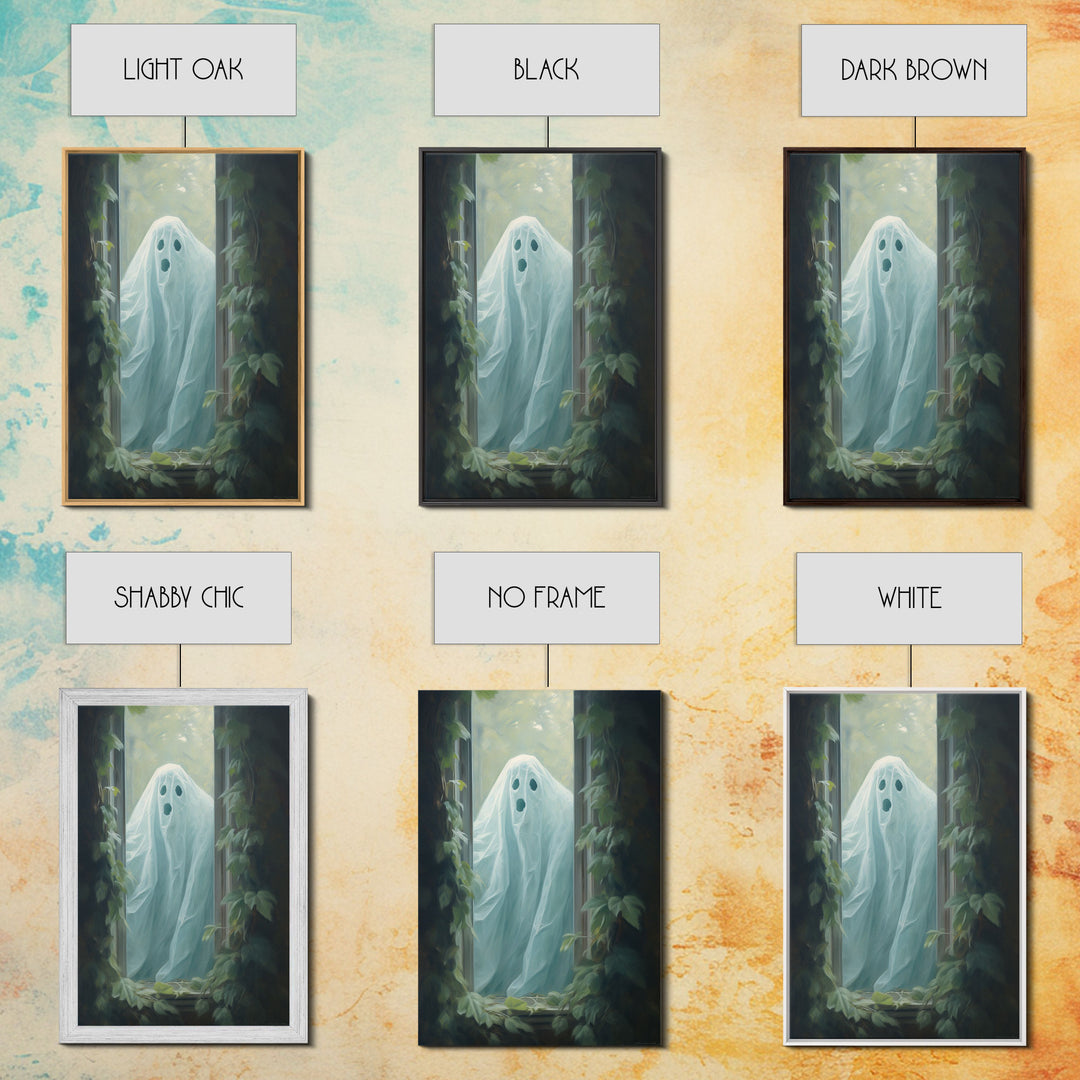 The Ghost In The Window, Vintage Canvas, Art Canvas Print, Dark Academia, Haunting Ghost, Halloween Decor, Spooky Gothic Decor