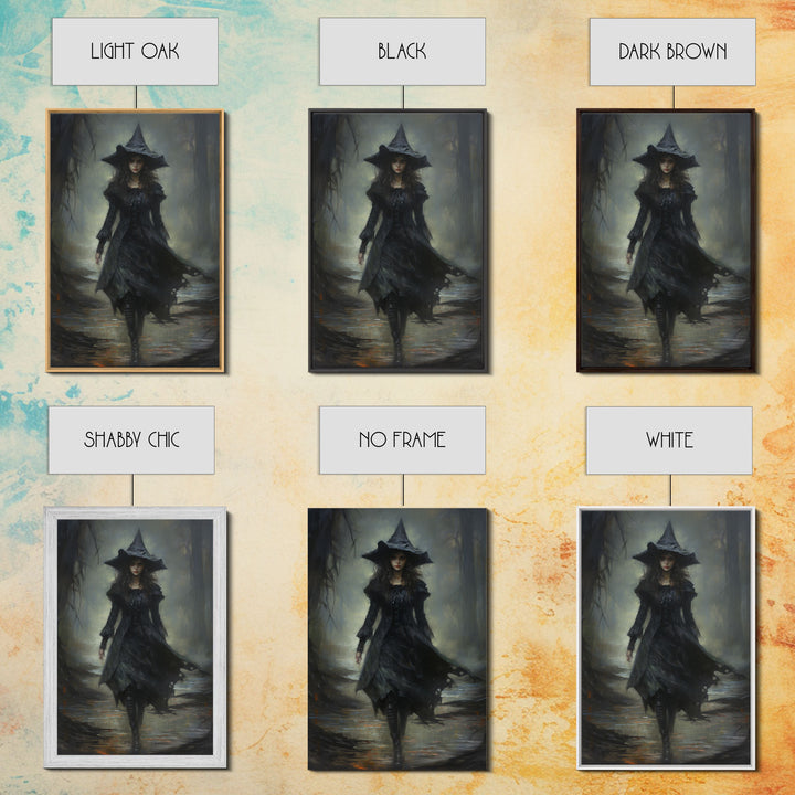 The Witch, Witch Decor, Halloween Witch, Framed Canvas, Retro Hallowen Wall Art, Halloween Canvas, Witch Painting, Gothic Victorian Art