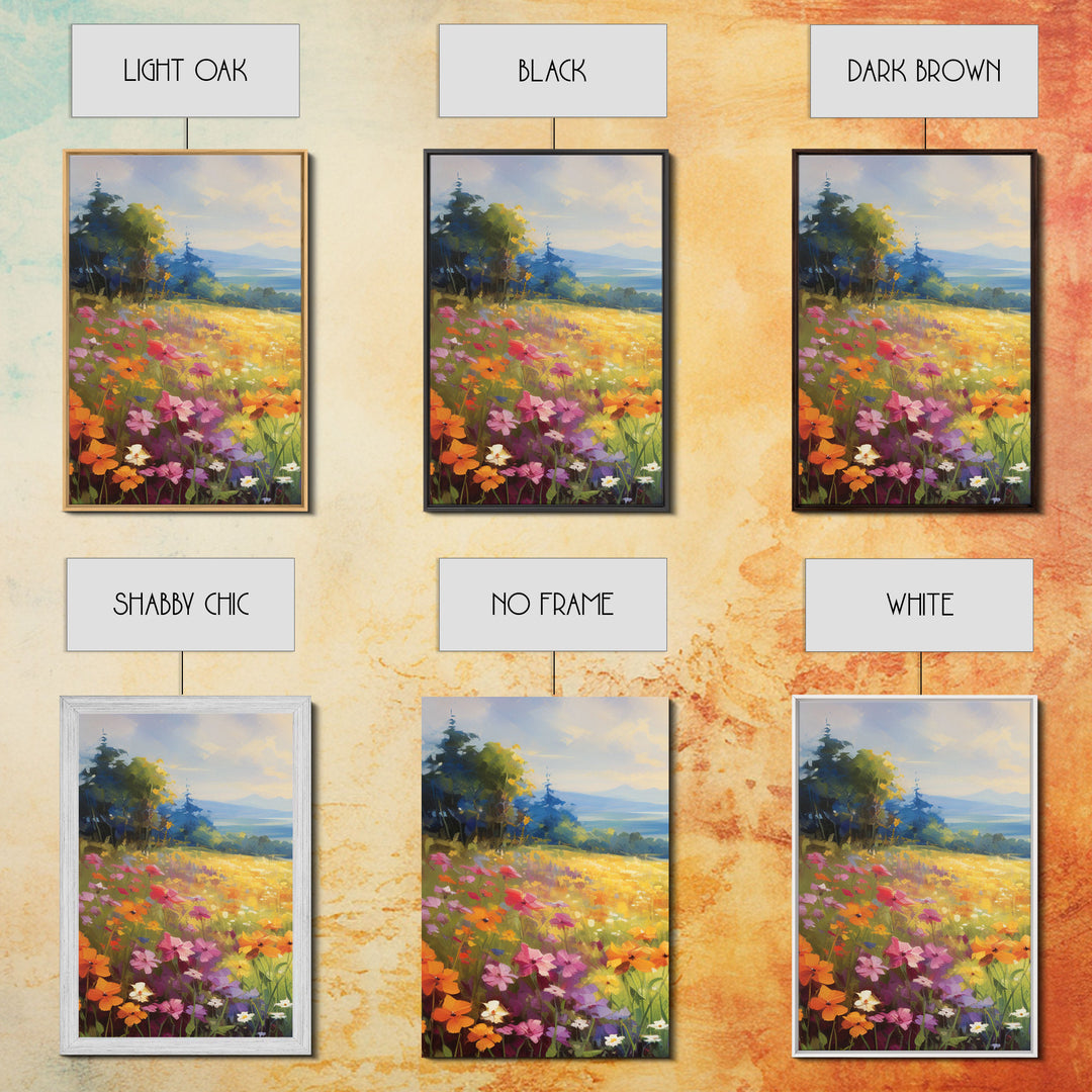Beautiful Wildflowers Triptych, Wild Flower Art, Watercolor Floral Framed Canvas Print, Wall Art, Rustic Farmhouse Decor, 3 Piece Set