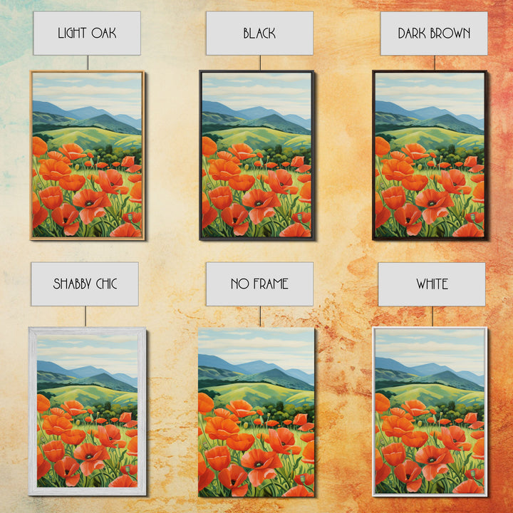 The Poppy Fields, Beautiful Red Flowers, Wildflower Art, Framed Canvas Prints, 3 Piece Set, Triptych, Wall Art, Botanical Art, Boho Decor