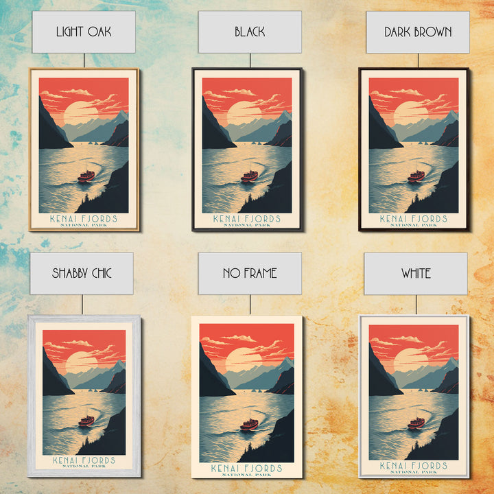 Kenai Fjords National Park Alaska Travel Art, National Park Print, Minimalist Travel Art, Midcentury Modern Style Landscape Painting