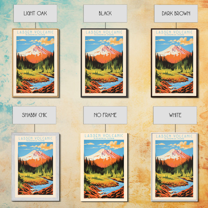 Lassen Volcanic National Park Alaska Travel Art, National Park Print, Minimalist Travel Art, Midcentury Modern Style Landscape Painting
