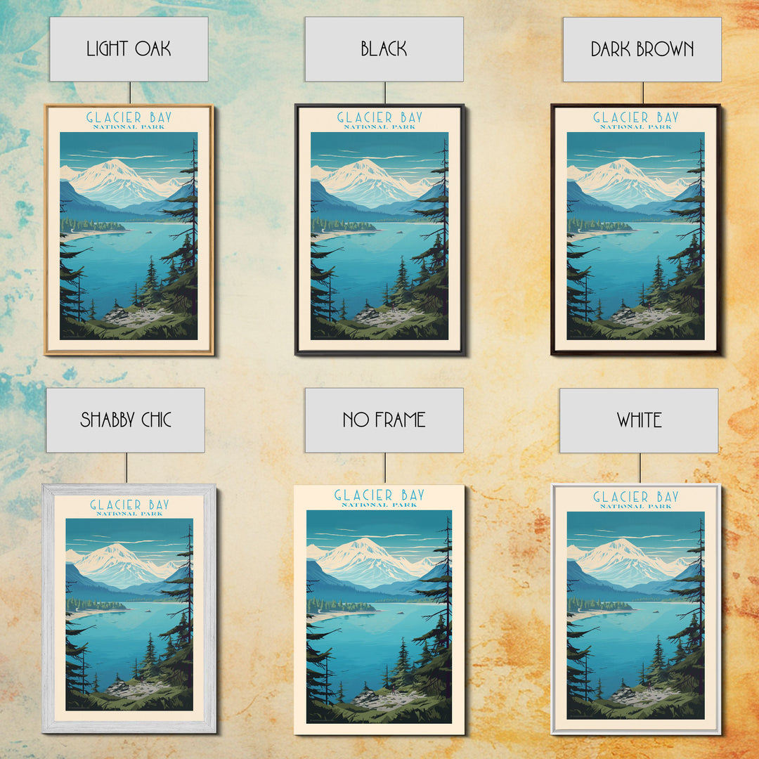 Glacier Bay National Park Alaska Travel Art, National Park Print, Minimalist Travel Art, Midcentury Modern Style Landscape Painting