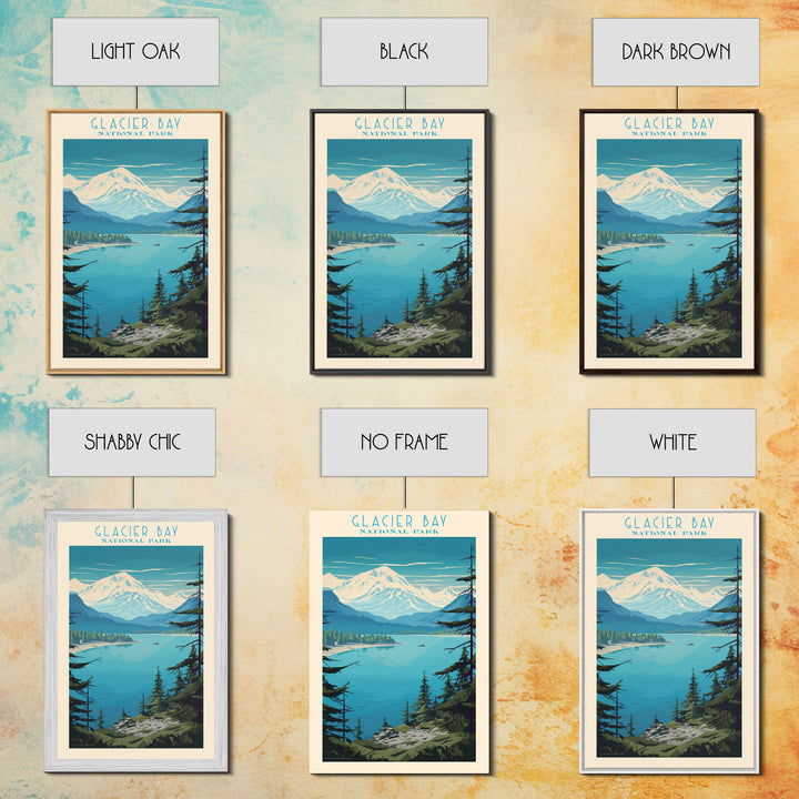 Glacier Bay National Park Alaska Travel Art, National Park Print, Minimalist Travel Art, Midcentury Modern Style Landscape Painting