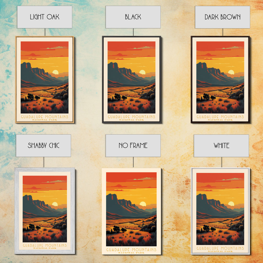 Guadalupe Mountains National Park Texas Travel Art, National Park Print, Minimalist Travel Art, Midcentury Modern Style Landscape Painting