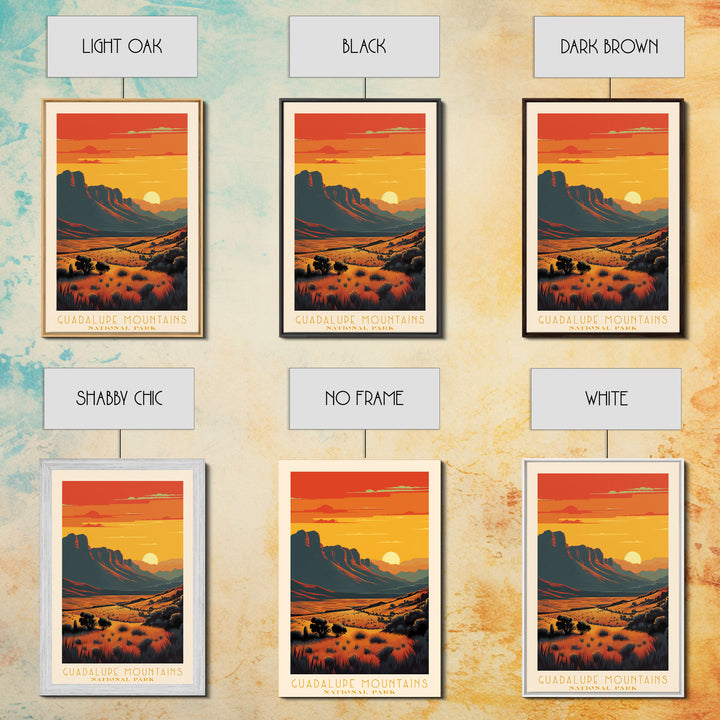 Guadalupe Mountains National Park Texas Travel Art, National Park Print, Minimalist Travel Art, Midcentury Modern Style Landscape Painting