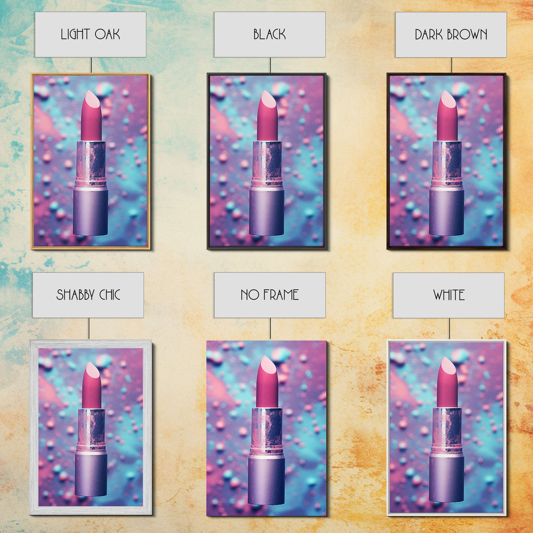 Red Lipstick Wall Art, Framed Canvas Print, Liminal Spaces, Vaporwave Aesthetic Wall Art, Girl Room Decor, Girl's Dorm Room