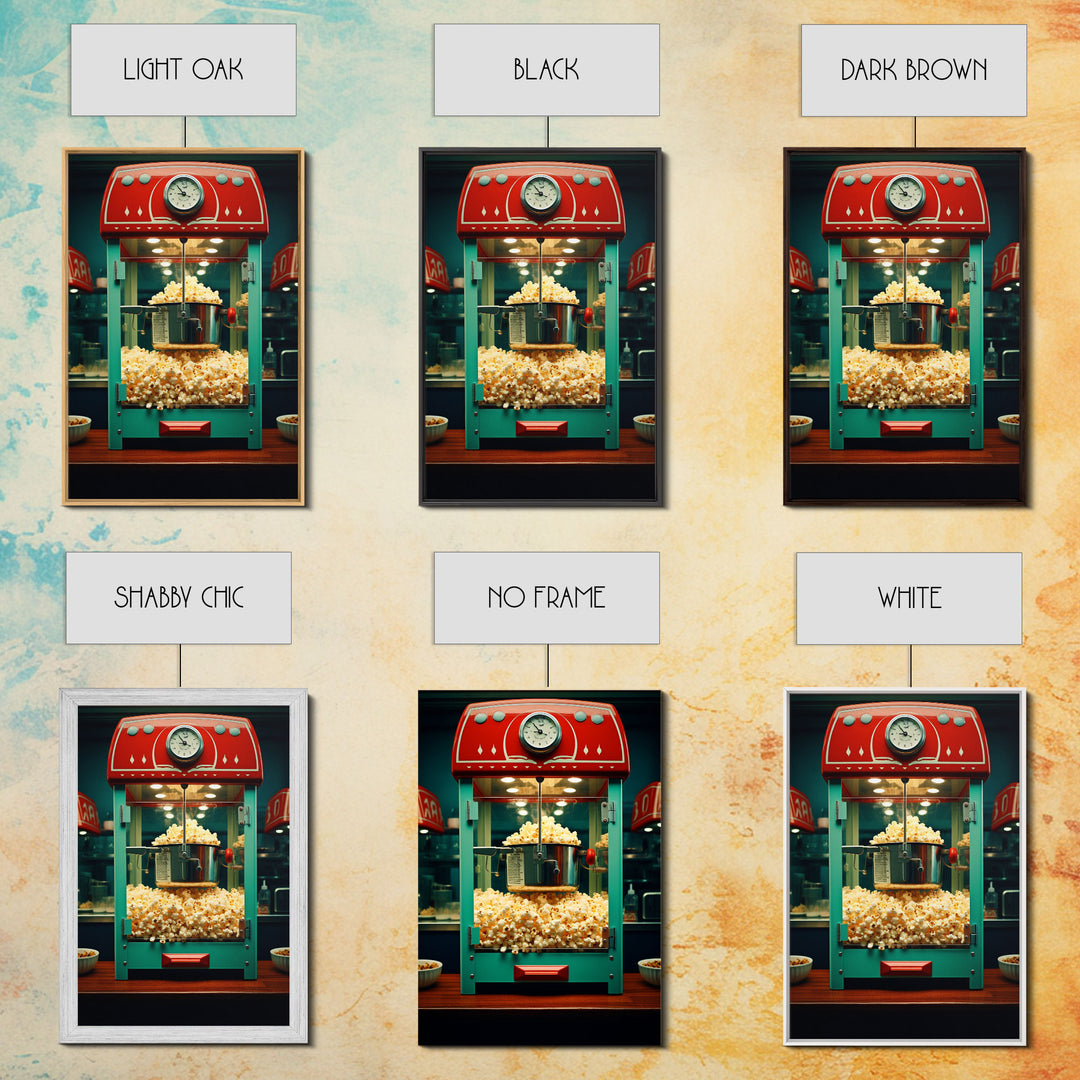 Popcorn Machine, Game Room Wall Art, Movie Wall Art, Canvas Print, Wall Hanging, Portrait Art, New Homeowner Gift, Dining Room Prints