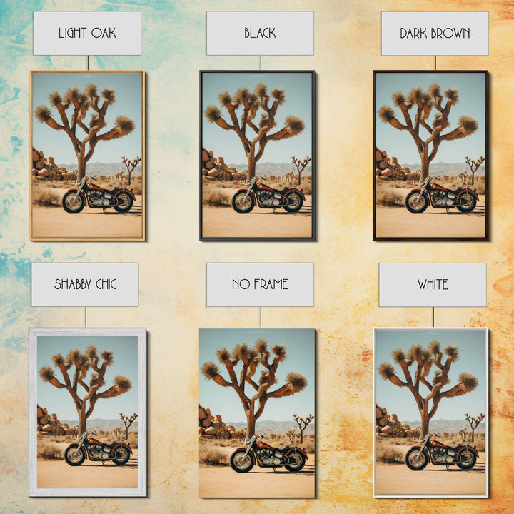 Motorcycle Wall Art, Cactus Wall Art, Desert Wall Art, Canvas Print, Wall Hanging, Portrait Art, Office Wall Decor, Above Bed Art, RV Decor