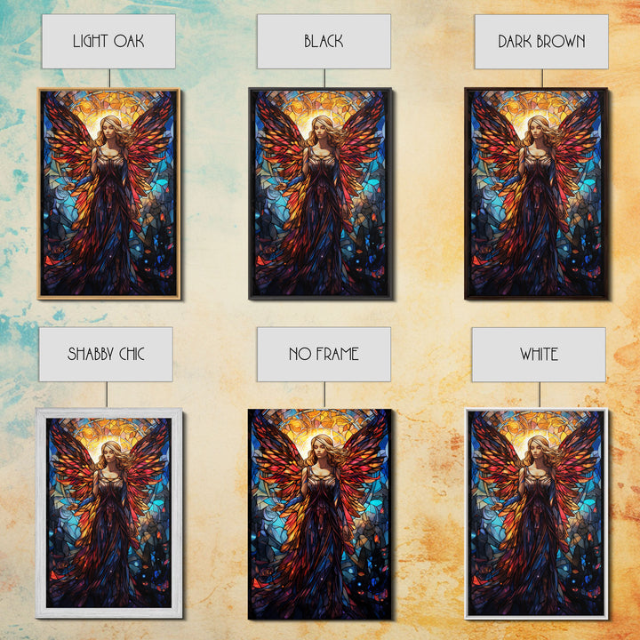 Angel, Fantasy Art, Angel Wings, Canvas Print, Wall Hanging, Portrait Art, Stained Glass Art, Housewarming Gift, Bedroom Teen Girl Art