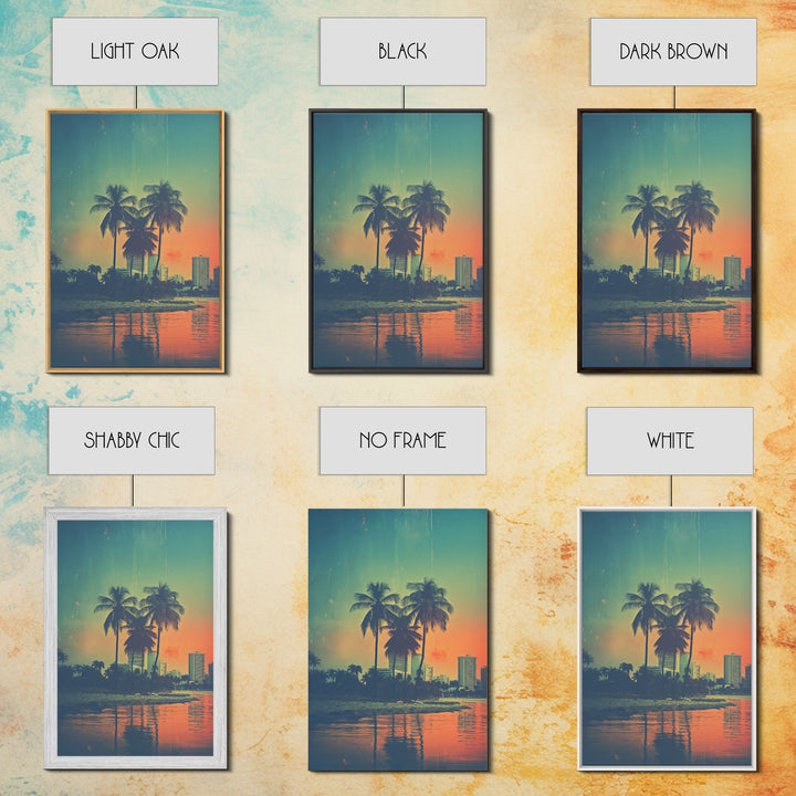 Palm Tree Wall Art, Cityscape Art, Sunset, Canvas Print, Wall Hanging, Portrait Art, Realtor Closing Gift, Bedroom Prints , Farmhouse Art