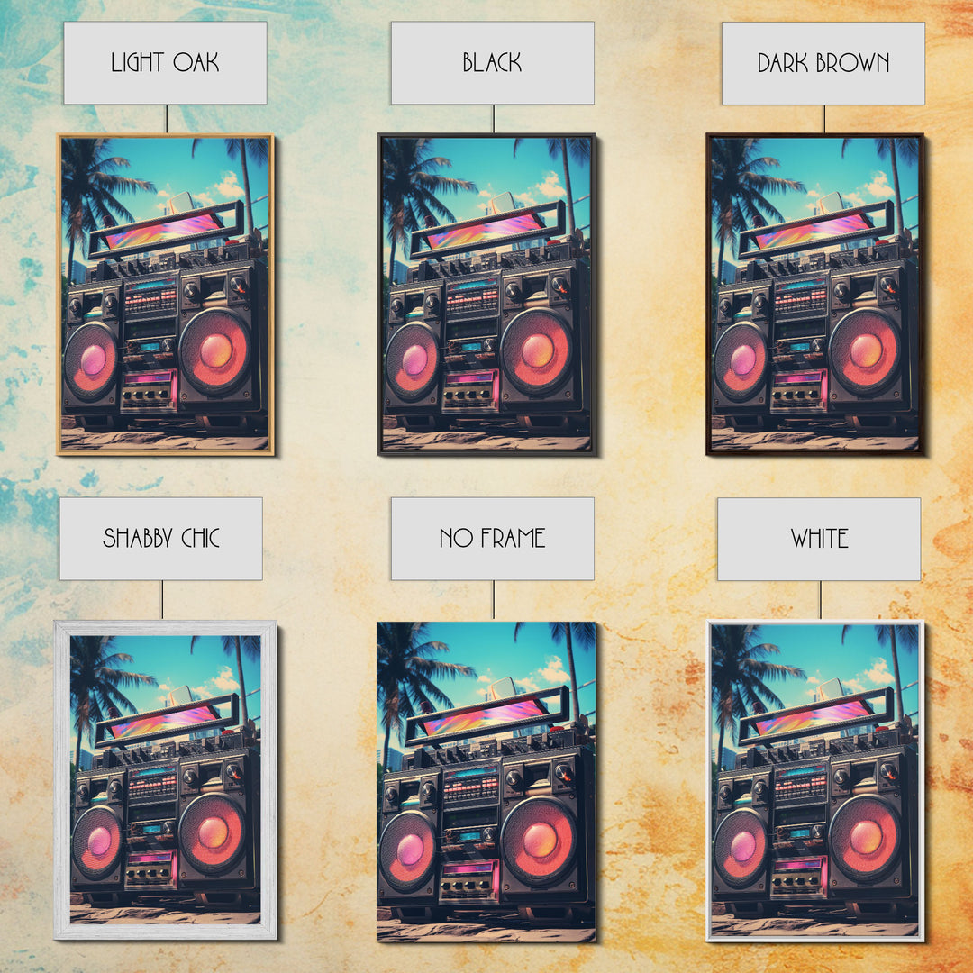 Vintage Boombox Canvas Print, 80s Vaporwave Aesthetic Wall Art, Boombox Print, cd boombox art, Music Studio Art, Studio Decor