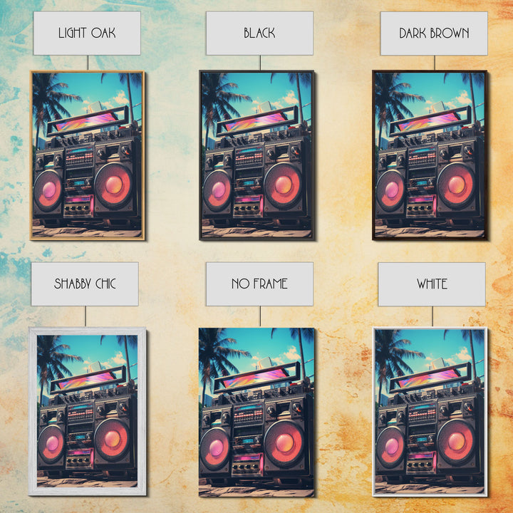 Vintage Boombox Canvas Print, 80s Vaporwave Aesthetic Wall Art, Boombox Print, cd boombox art, Music Studio Art, Studio Decor
