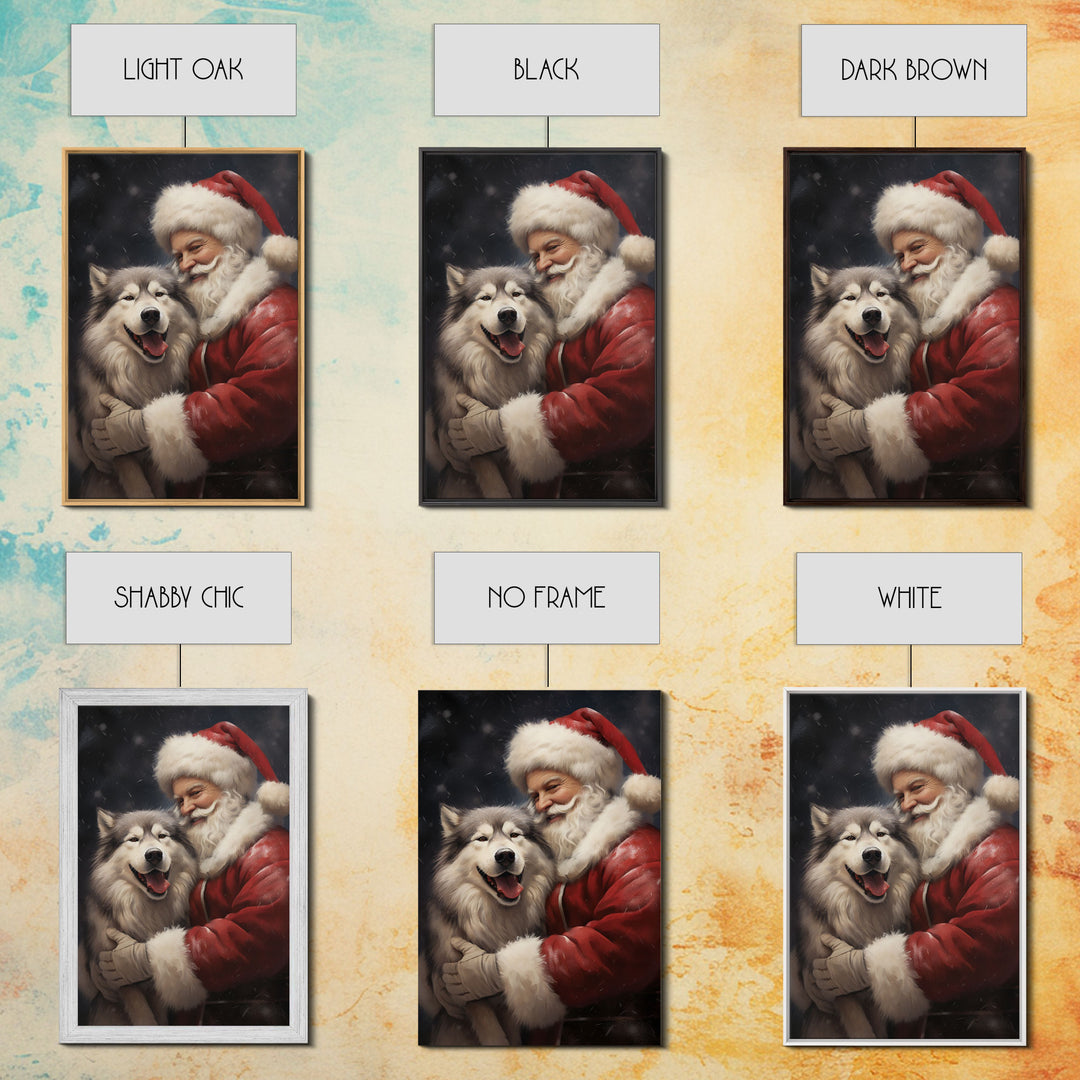 Santa Claus and his Alaskan Malamute, Christmas Wall Art, Dog Gift, Christmas Dog, Winter Wall Art, Santa Decor, Santa Art Print