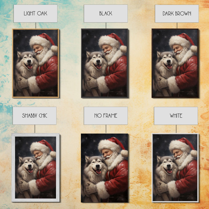 Santa Claus and his Alaskan Malamute, Christmas Wall Art, Dog Gift, Christmas Dog, Winter Wall Art, Santa Decor, Santa Art Print