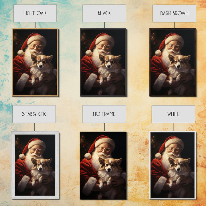 Santa Claus And His Corgi, Christmas Wall Art, Christmas Dog, Winter Wall Art, Santa Decor, Santa Art Print, Farmhouse Christmas