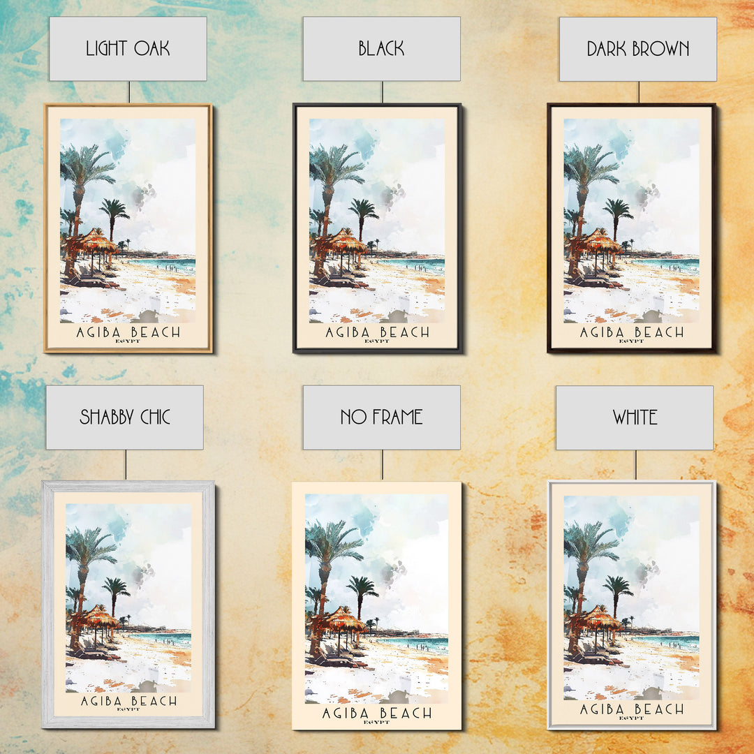 Agiba Beach, Egypt Watercolor Print, Vacation Gift, Egypt Wall Art, Beach Painting, Beach Decor, Beach Or Lakehouse Art