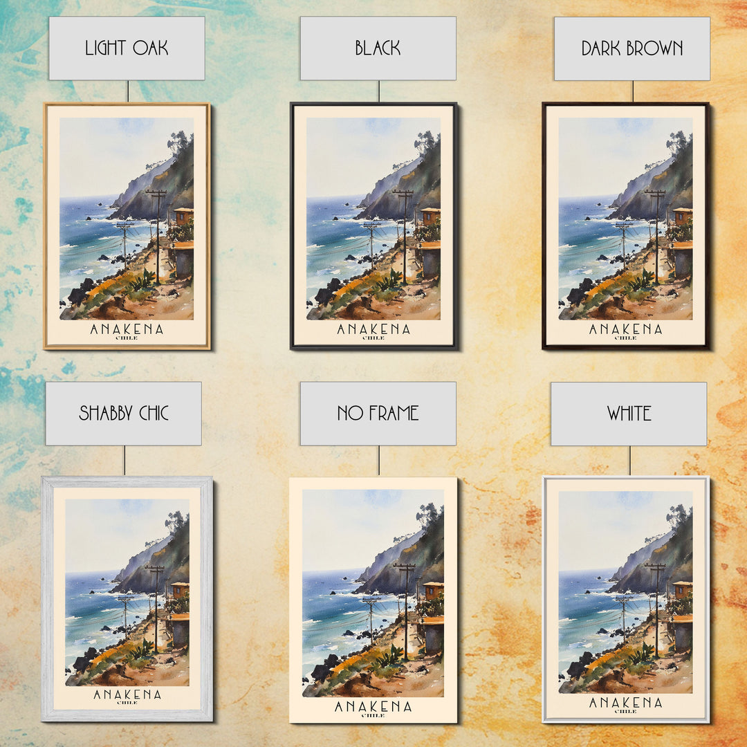 Anakena, Chile Watercolor Print, Vacation Gift, Chile Wall Art, Beach Painting, Beach Decor, Beach Or Lakehouse Art