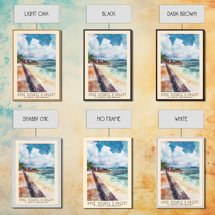 Anse Source d’Argent, La Digue, Seychelles Watercolor Print, Vacation Gift, La Digue, Seychelles Wall Art, Vacation Wall Art, Vacatation Memories, Beach Decor, Beach Or Lakehouse Art