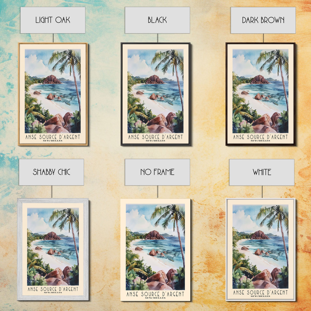 Anse Source d’Argent, Seychelles Watercolor Print, Vacation Gift, Seychelles Wall Art, Beach Painting, Beach Decor, Beach Or Lakehouse Art