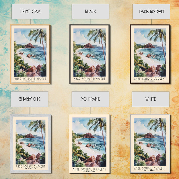 Anse Source d’Argent, Seychelles Watercolor Print, Vacation Gift, Seychelles Wall Art, Beach Painting, Beach Decor, Beach Or Lakehouse Art