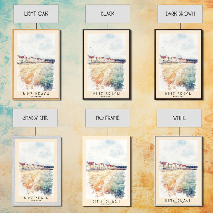 Binz Beach, Germany Watercolor Print, Vacation Gift, Germany Wall Art, Vacation Wall Art, Vacatation Memories, Beach Decor, Beach Or Lakehouse Art