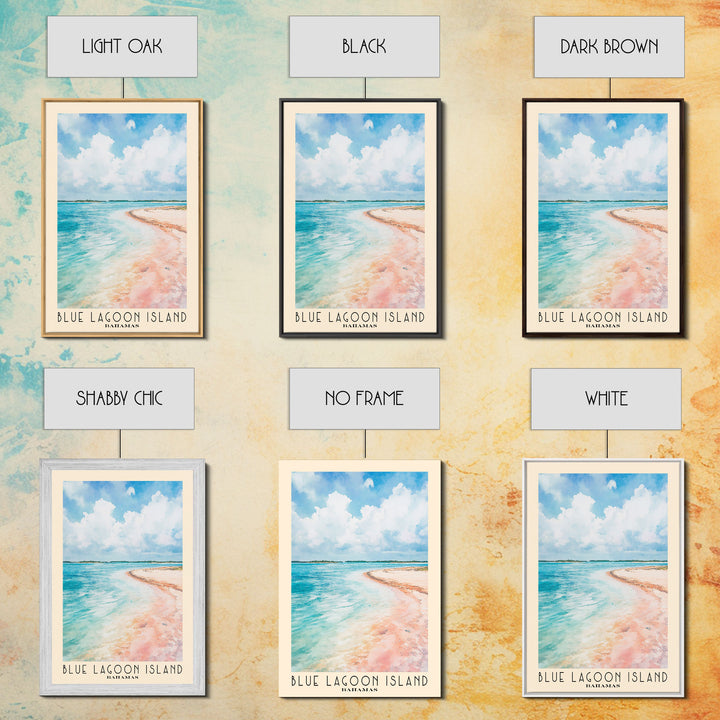 Blue Lagoon Island, Bahamas Watercolor Print, Vacation Gift, Bahamas Wall Art, Beach Painting, Beach Decor, Large Wall Art, Wood Frame Art
