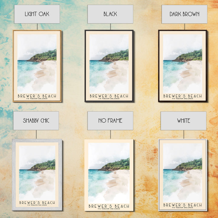 Brewer’s Beach, US Virgin islands Watercolor Print, Vacation Gift, US Virgin islands Wall Art, Beach Painting, Beach Decor, Large Wall Art, Wood Frame Art