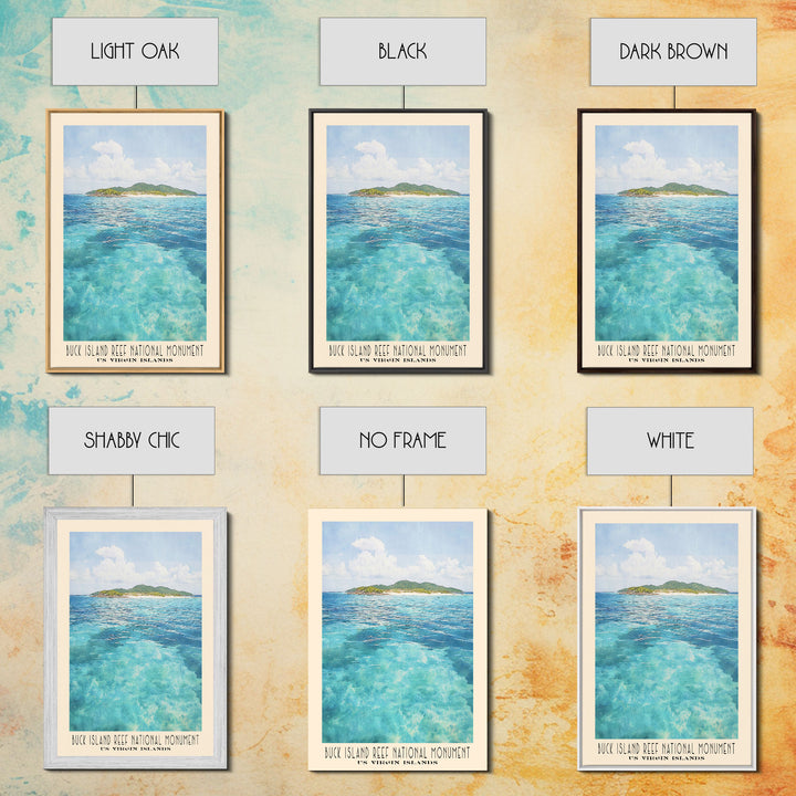 Buck Island Reef National Monument, US Virgin islands Watercolor Print, Vacation Gift, US Virgin islands Wall Art, Beach Painting, Beach Decor, Beach Or Lakehouse Art