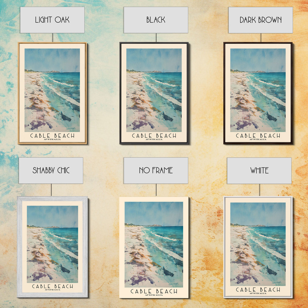 Cable Beach, Australia Watercolor Print, Vacation Gift, Australia Wall Art, Beach Painting, Beach Decor, Beach Or Lakehouse Art