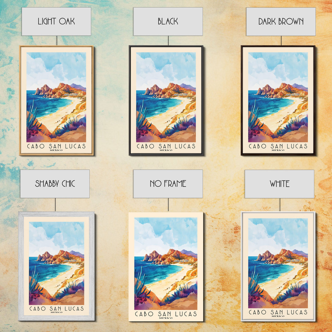 Cabo San Lucas, Mexico Watercolor Print, Vacation Gift, Mexico Wall Art, Beach Painting, Beach Decor, Large Wall Art, Wood Frame Art