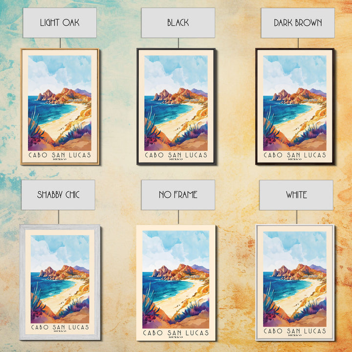 Cabo San Lucas, Mexico Watercolor Print, Vacation Gift, Mexico Wall Art, Beach Painting, Beach Decor, Large Wall Art, Wood Frame Art