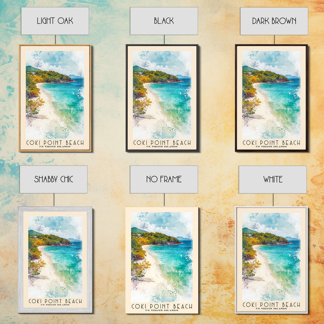 Coki Point Beach, US Virgin islands Watercolor Print, Vacation Gift, US Virgin islands Wall Art, Vacation Wall Art, Vacatation Memories, Beach Decor, Beach Or Lakehouse Art