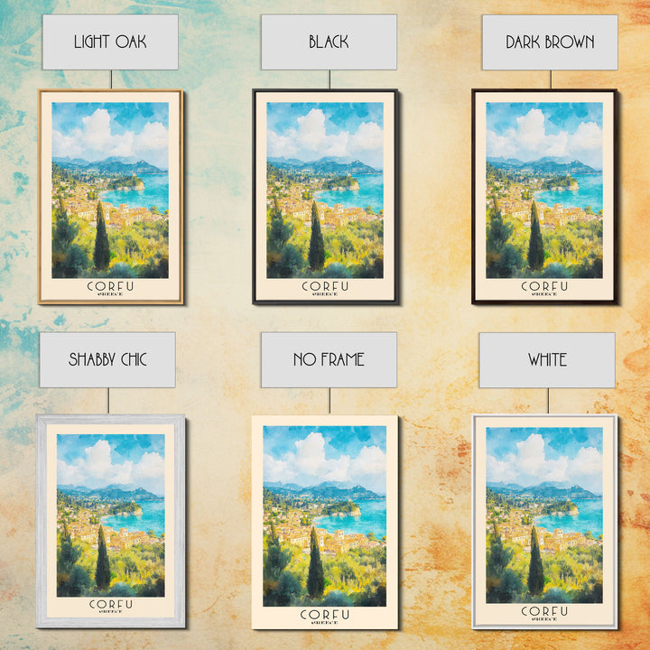 Corfu, Greece Watercolor Beach Print, Vacation Gift, Greece Wall Art, Beach Painting, Beach Decor, Beach Painting