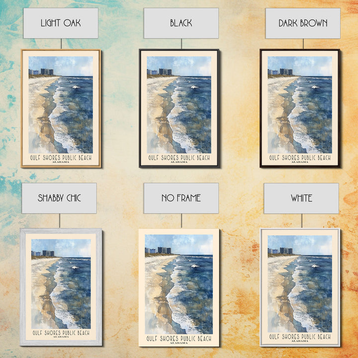 Gulf Shores Public Beach, Alabama Watercolor Print, Vacation Gift, Alabama Wall Art, Beach Painting, Beach Decor, Large Wall Art, Wood Frame Art