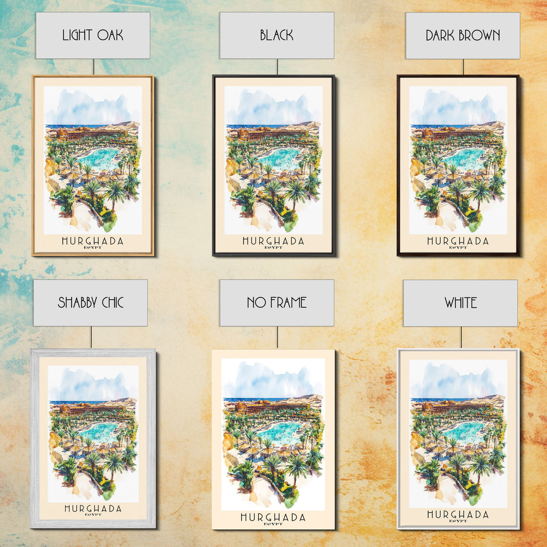 Hurghada, Egypt Watercolor Beach Print, Vacation Gift, Egypt Wall Art, Beach Painting, Beach Decor, Beach Painting