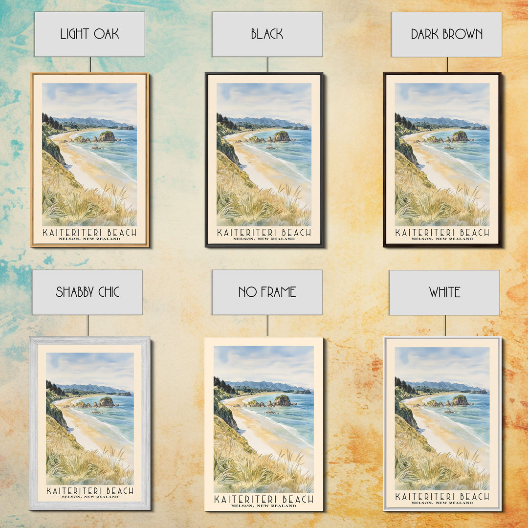 Kaiteriteri Beach, Nelson, New Zealand Watercolor Print, Vacation Gift, Nelson, New Zealand Wall Art, Beach Painting, Beach Decor, Large Wall Art, Wood Frame Art