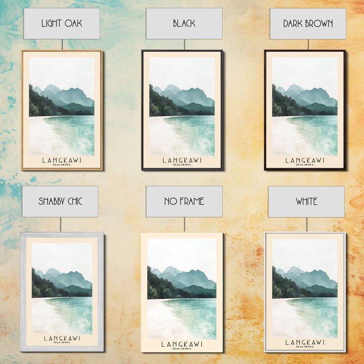 Langkawi, Malaysia Watercolor Beach Print, Vacation Gift, Malaysia Wall Art, Framed Canvas Print, Framed Beach Painting
