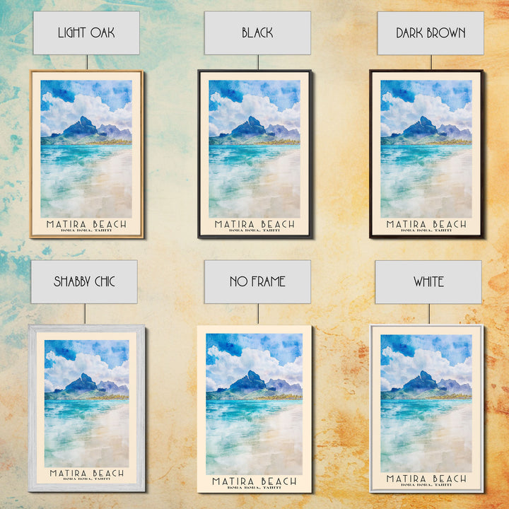 Matira Beach, Bora Bora, Tahiti Watercolor Beach Print, Vacation Gift, Bora Bora, Tahiti Wall Art, Beach Painting, Beach Decor, Beach Painting